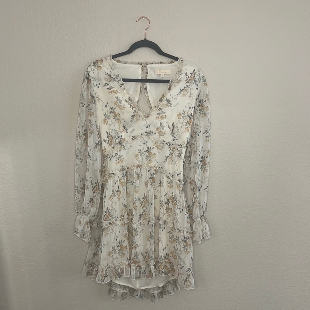 Fanco beige floral backless dress